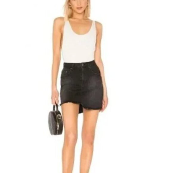 NEW One Teaspoon Black Swan Mini Denim Skirt size 25 - Picture 1 of 10